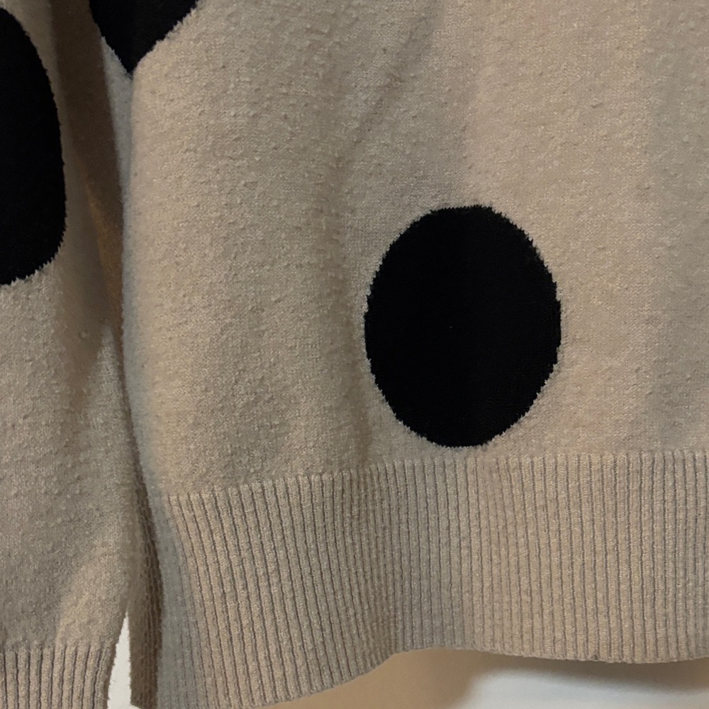 Tahari Beige and Black Polka Dot Sweater - Picture 3 of 5